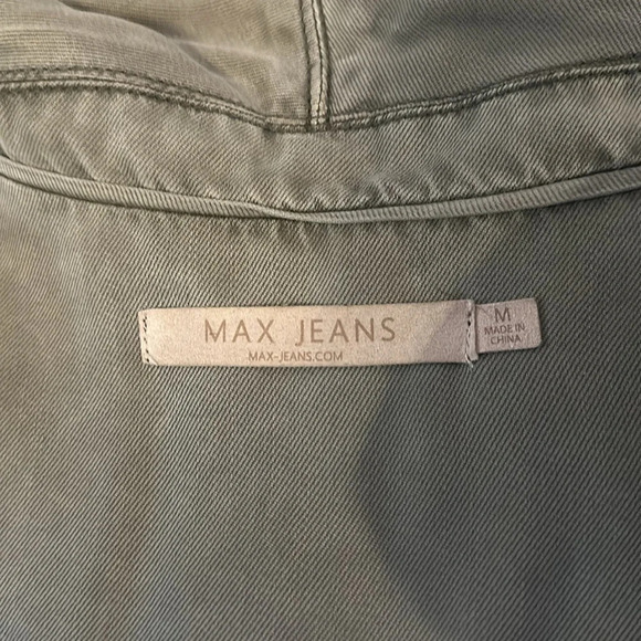 MAX JEANS Green Army Style Open Font Drape Jacket M EUC - Picture 4 of 6